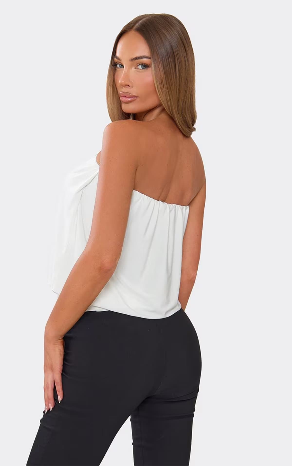 EGO Bandeau Blouson Top In White, Women's Size UK 6