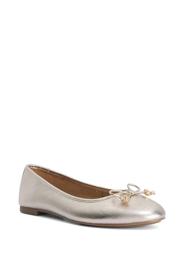 Dune London Dune London Women's Wide Fit 'Hallo' Leather Ballet Pumps in Metallics - 2