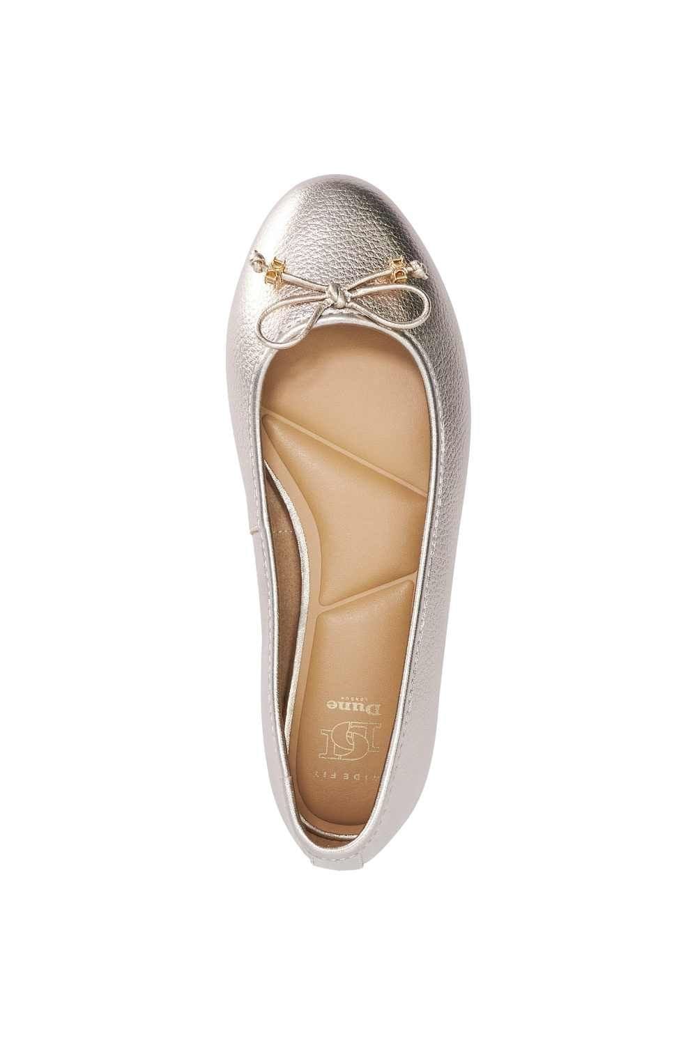 Dune London Dune London Women's Wide Fit 'Hallo' Leather Ballet Pumps in Metallics - 4