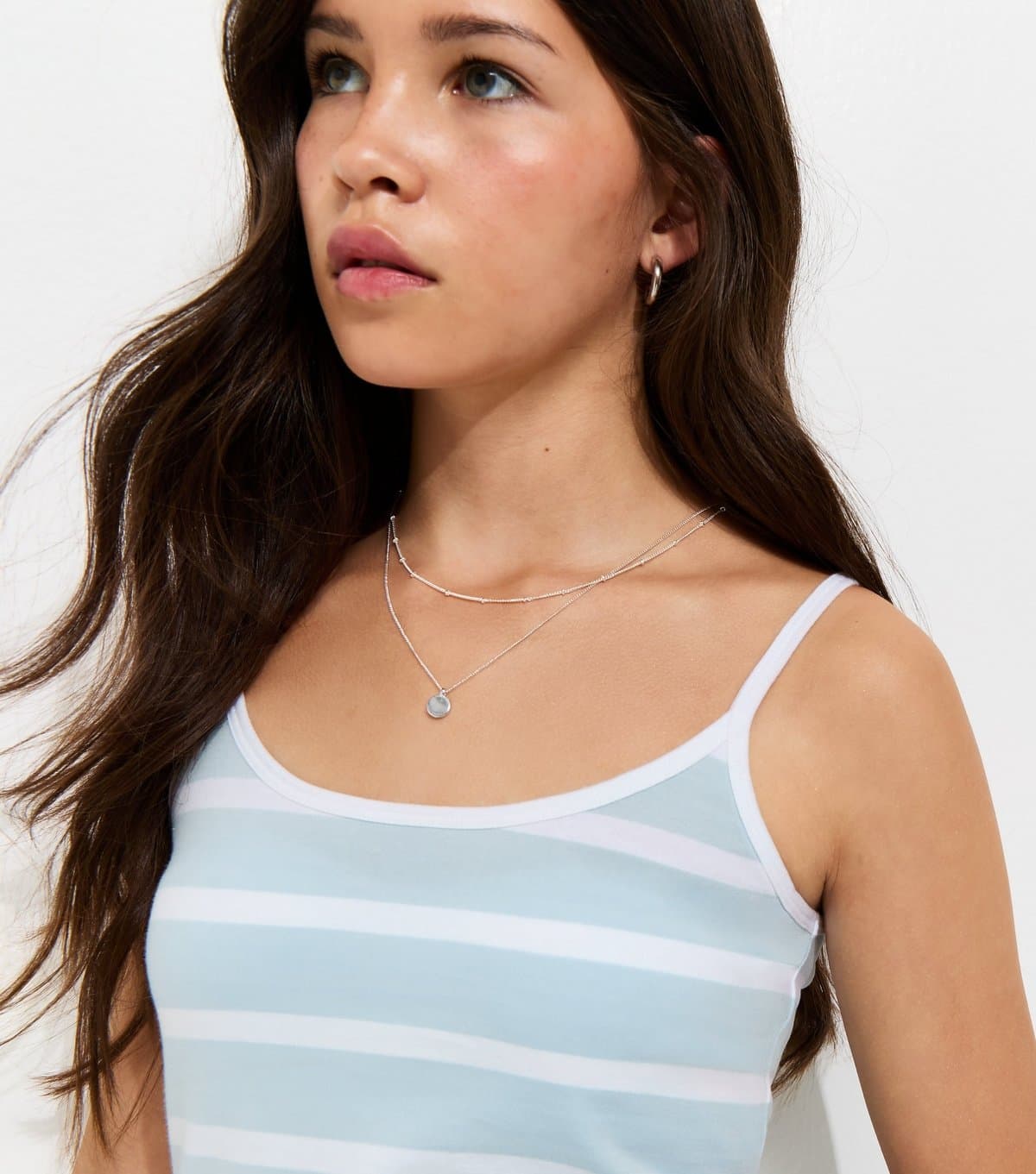 New Look Girls' Light Blue Striped Scoop Neck Cami Top New Look