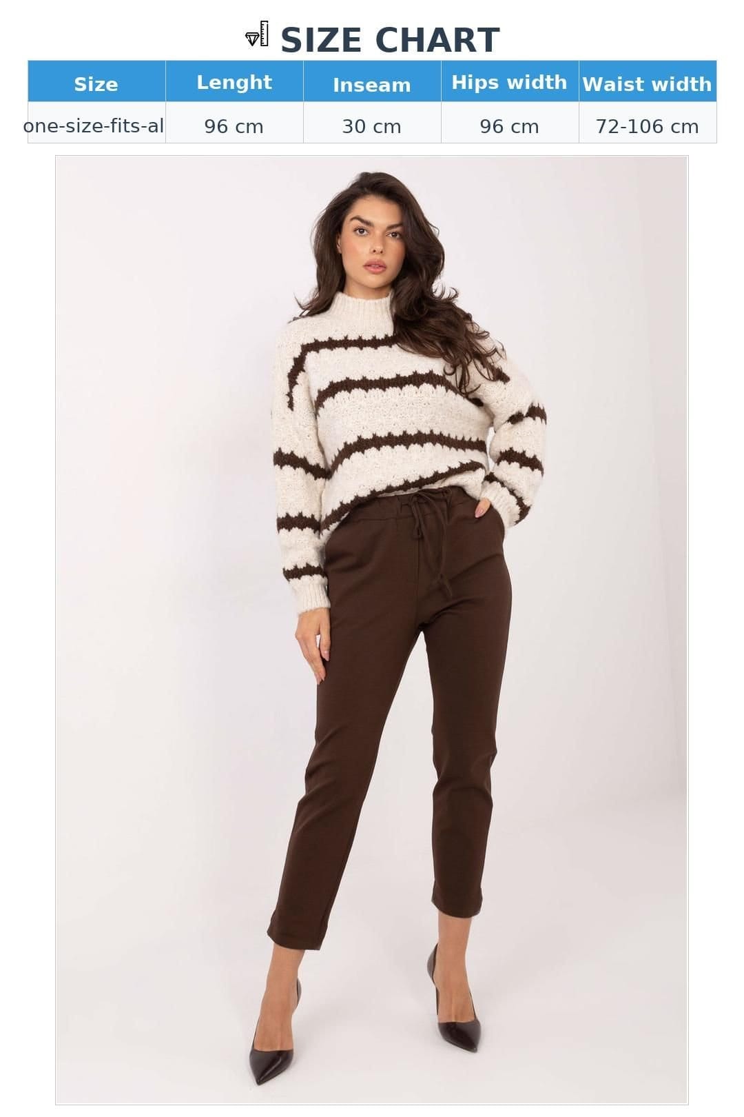 Love Lace Love Lace Women's High Waisted Tapered Casual Fabric Trousers in Brown - 4
