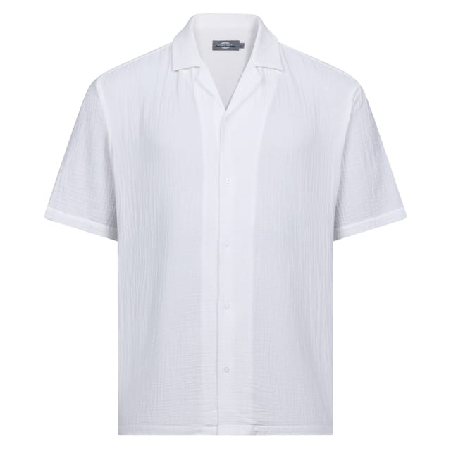 Peter Gribby Peter Gribby Men's Short Sleeve Textured Revere Shirt in White - 2