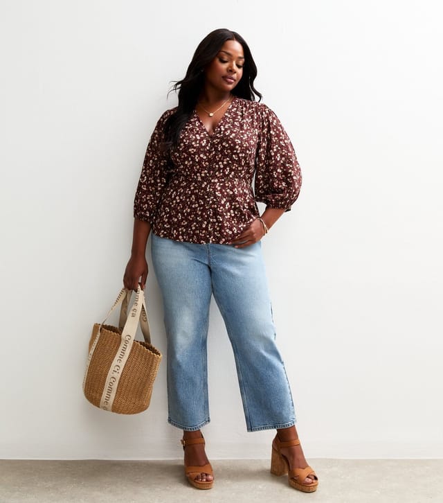 New Look Women's Plus Size Red Floral Print Blouse Curves New Look - 3