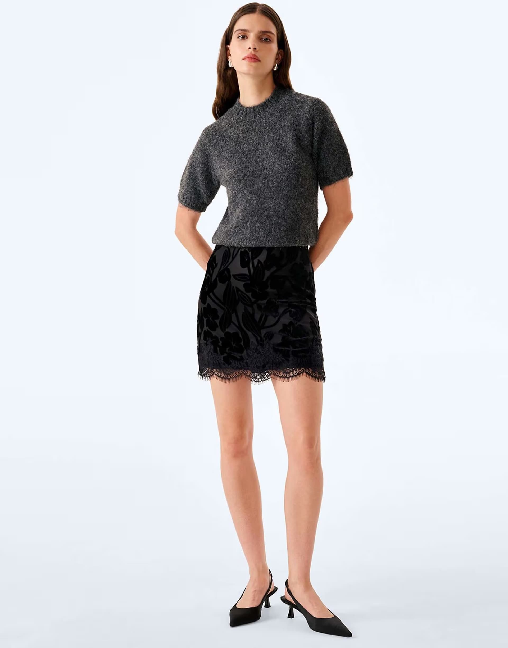 ASOS Omnes Rhya skirt in black devore