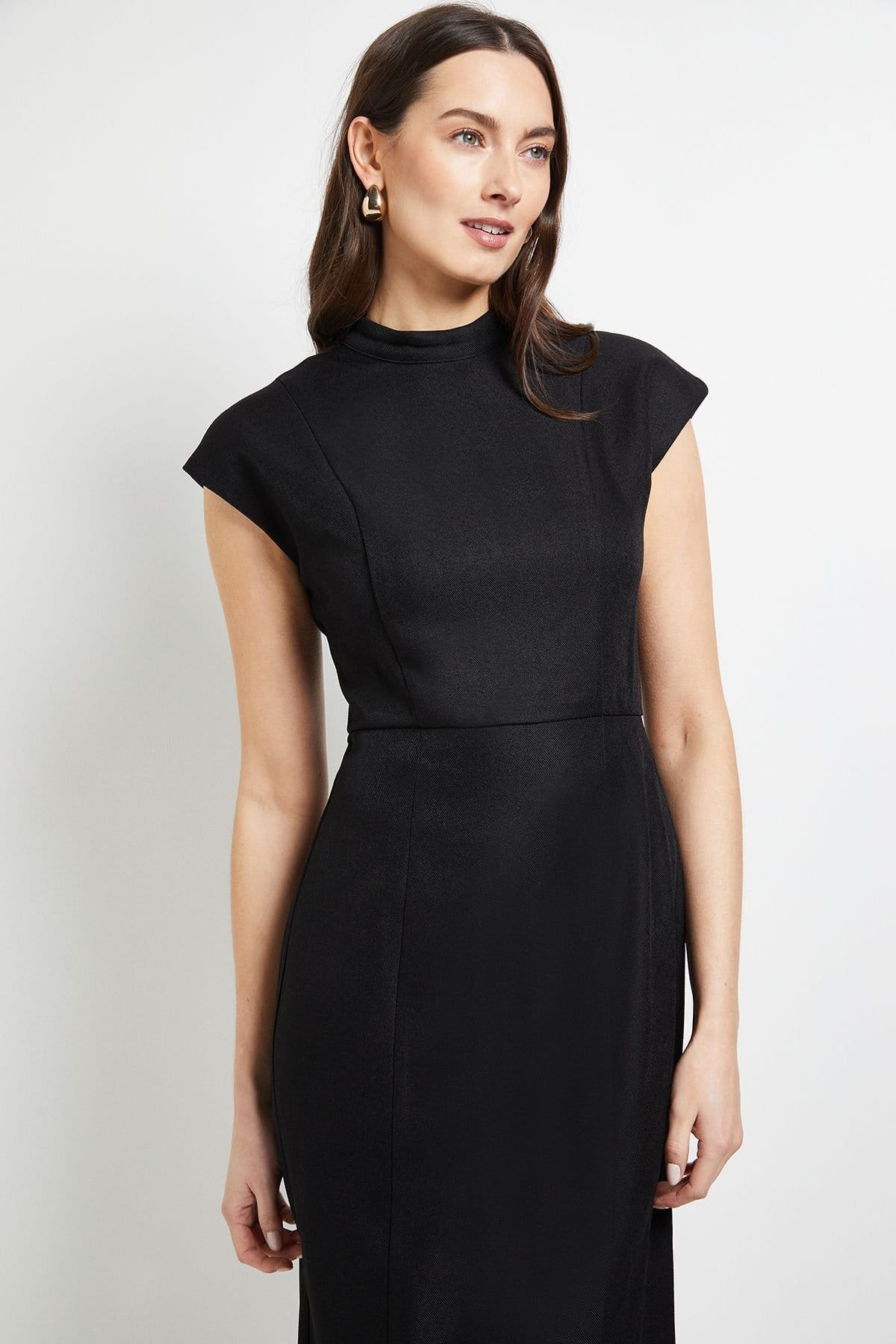 Principles Principles Women's Tailored Front Tie Shirt Midi Dress in Black - 4