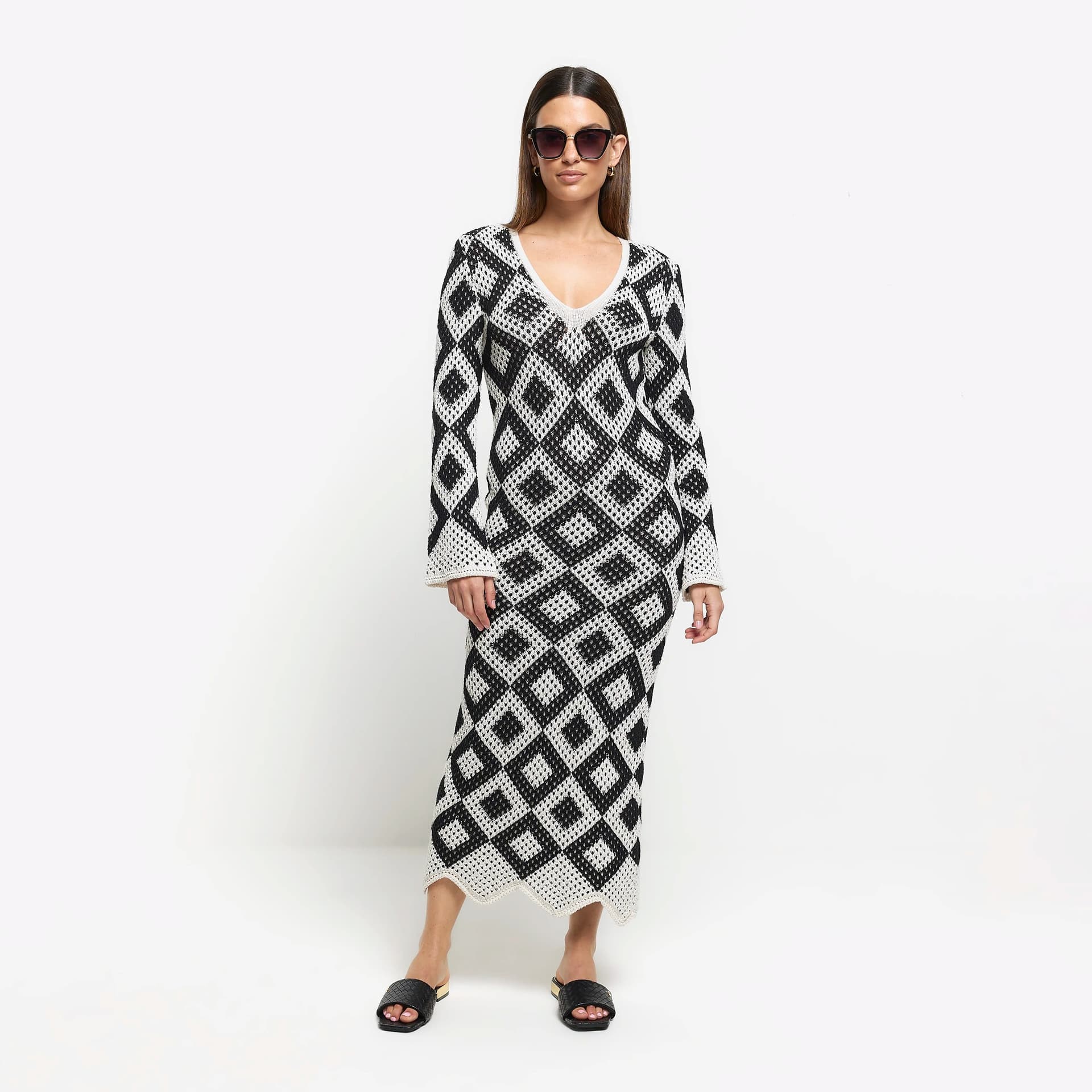 River Island River Island Womens Black Knit Bodycon Maxi Dress
