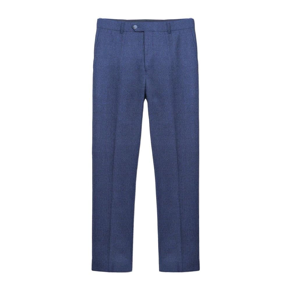 Lambretta Lambretta Men's Spencer Checked Suit Trousers in Navy