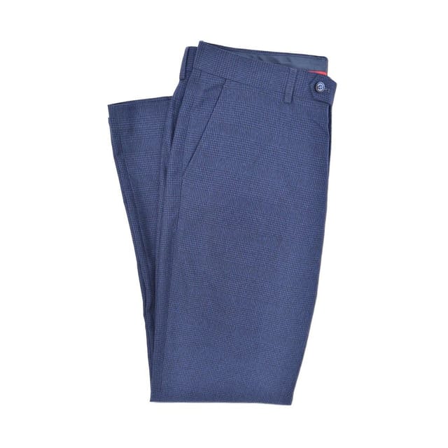 Lambretta Lambretta Men's Spencer Checked Suit Trousers in Navy - 3