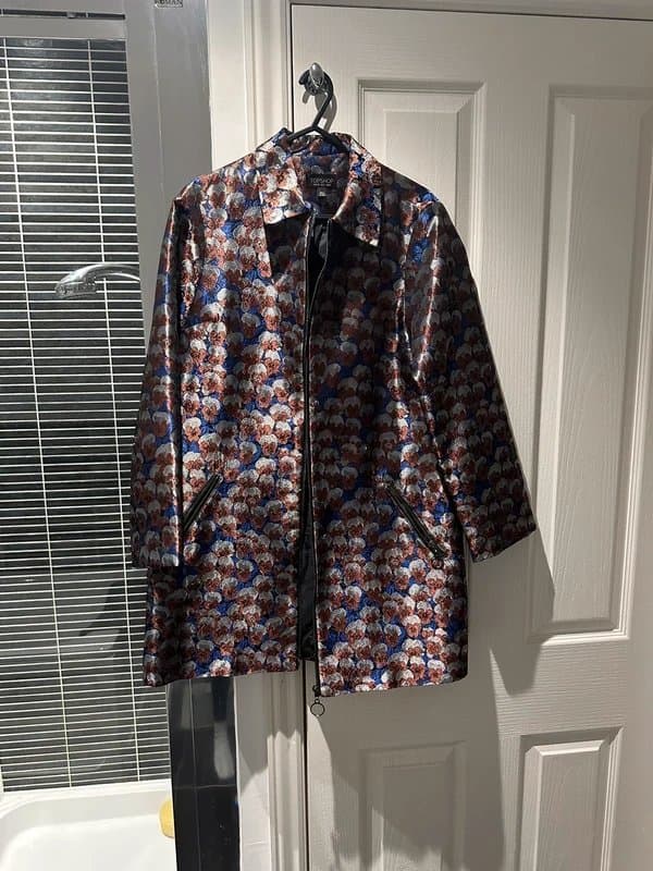 Topshop Topshop long line collared coat with satin embroidered like material