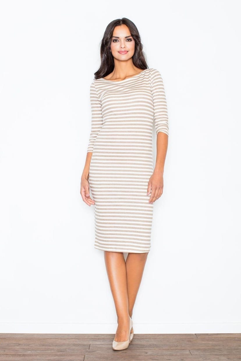 Love Lace Love Lace Women's Soft Cotton Elastane Day Dress Side Zip in Beige - 1