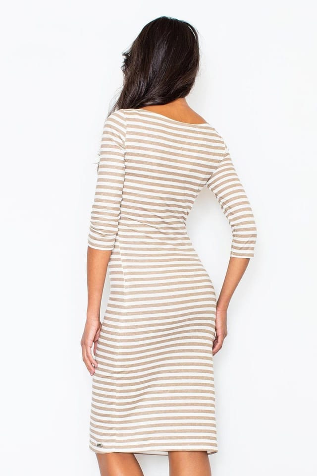 Love Lace Love Lace Women's Soft Cotton Elastane Day Dress Side Zip in Beige - 2