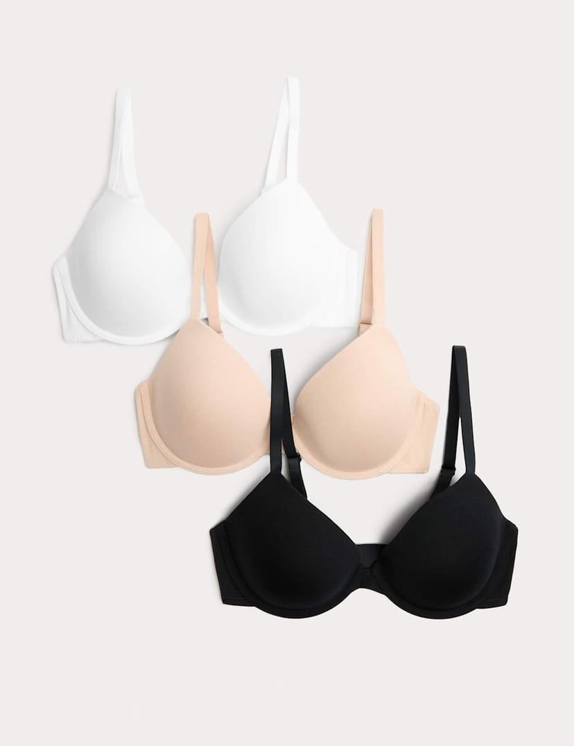 Marks & Spencer M&S 3pk Wired Plunge T-Shirt Bras A-E Opaline Mix - 1