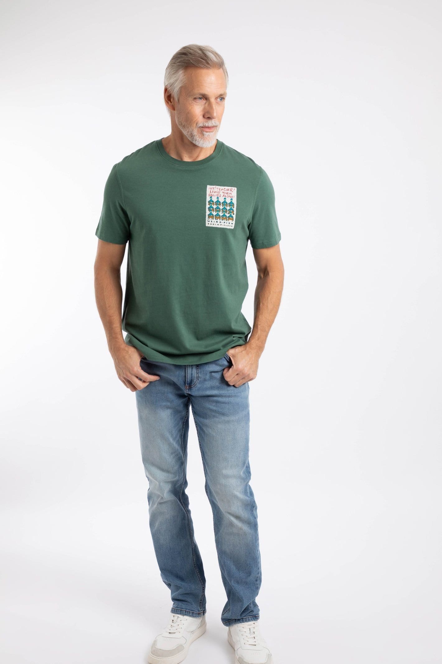 Weird Fish Weird Fish Men's Hey Teacher Artist T-Shirt in Bottle Green - 4