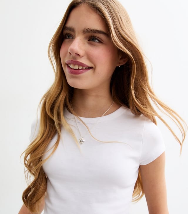 New Look Girls' White Cap Sleeve Baby Tee Top New Look - 2