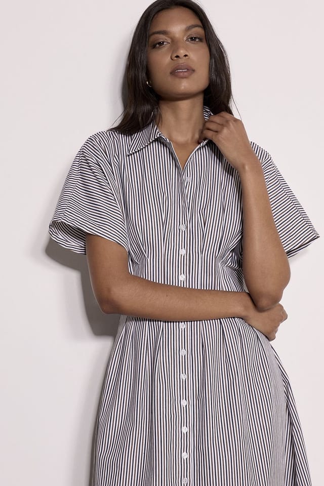 Apricot Apricot Women's Stripe Structured Shirt Midaxi Dress in White - 2