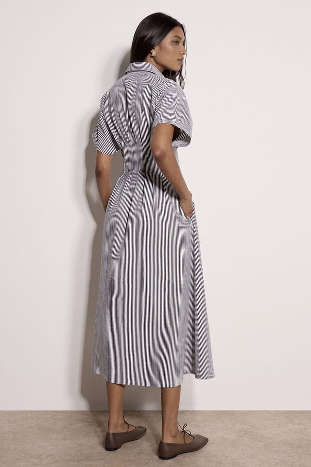 Apricot Apricot Women's Stripe Structured Shirt Midaxi Dress in White - 3
