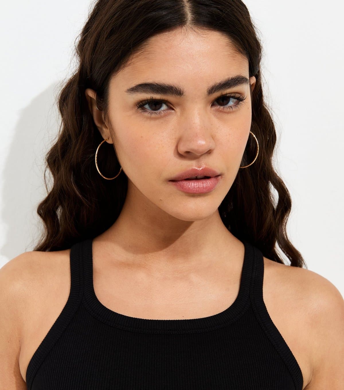 New Look New Look Black Cotton Rich Ribbed Racer Neck Vest Top