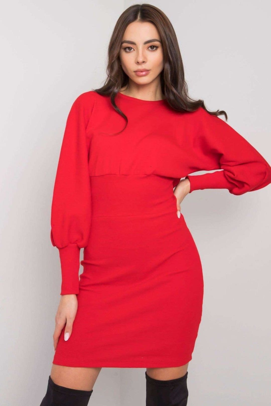 Love Lace Red Fitted Long Sleeve Mini Dress