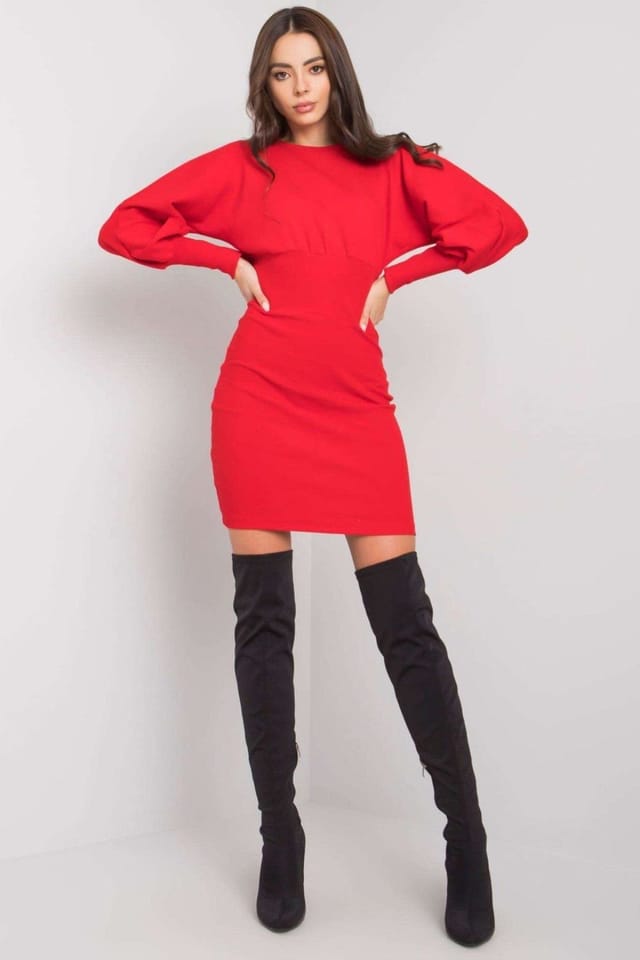 Love Lace Love Lace Women's Fitted Long Sleeve Mini Dress Everyday in Red - 2