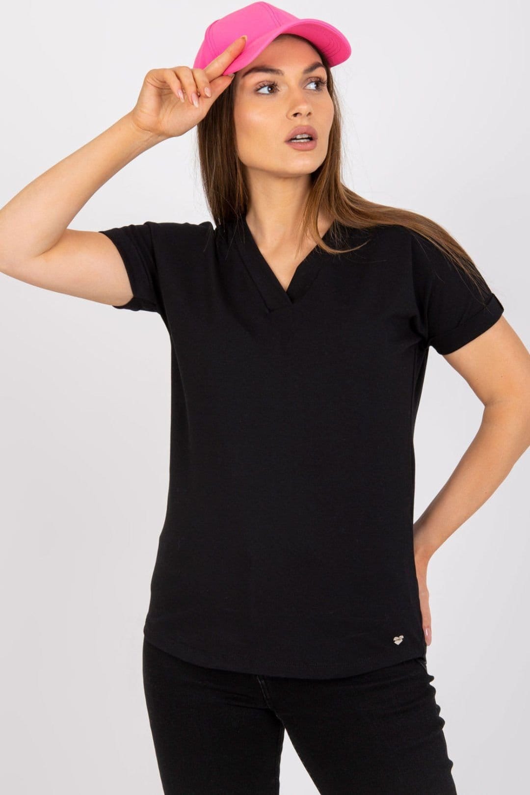 Love Lace Black Short Sleeve V-Neck T-Shirt