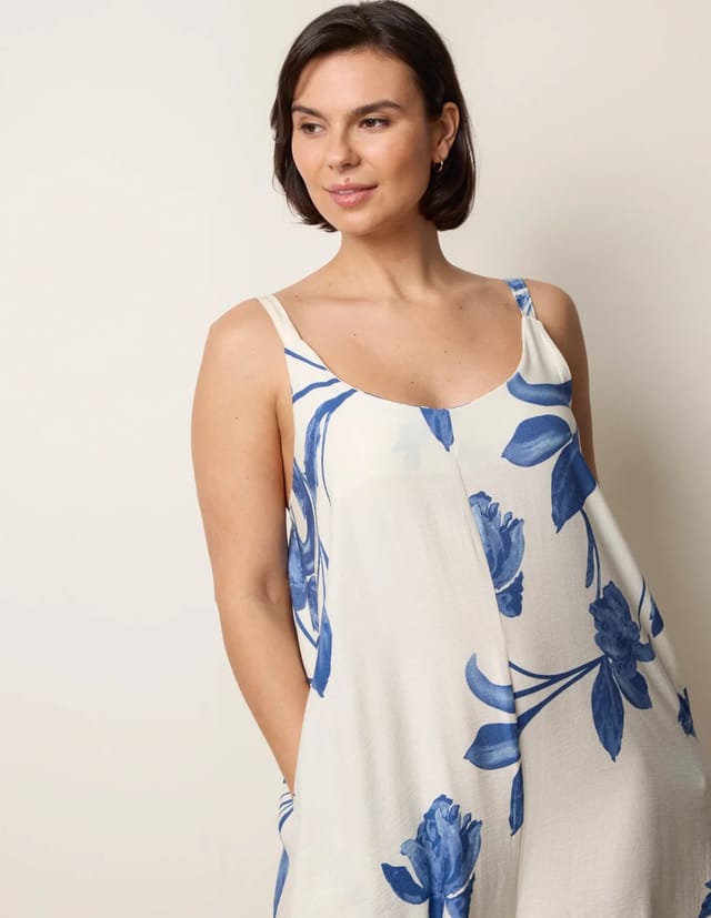 Blue Vanilla Floral Print Wide Leg Jumpsuit - 2