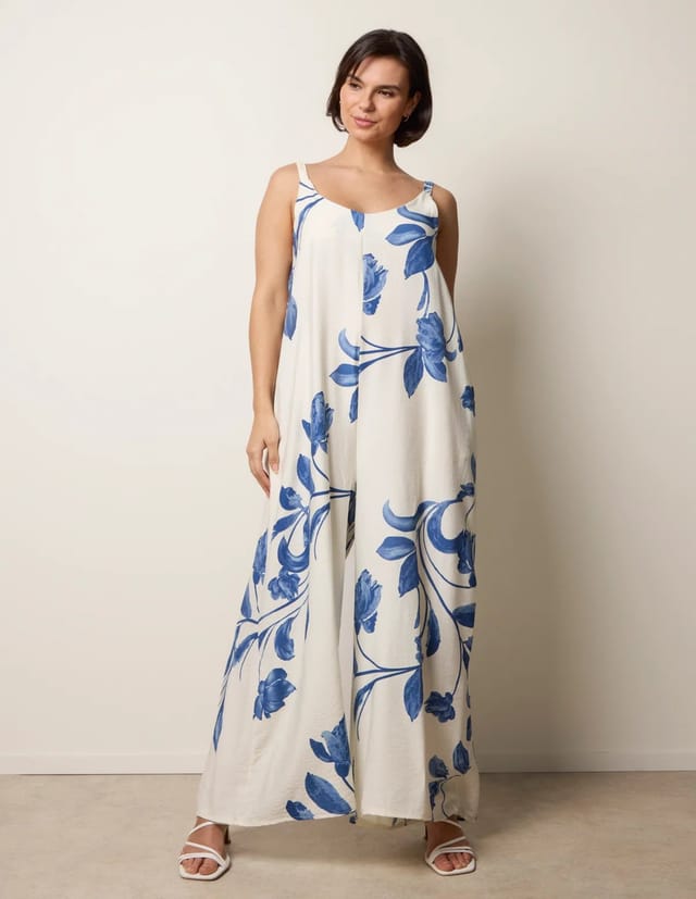 Blue Vanilla Floral Print Wide Leg Jumpsuit - 3