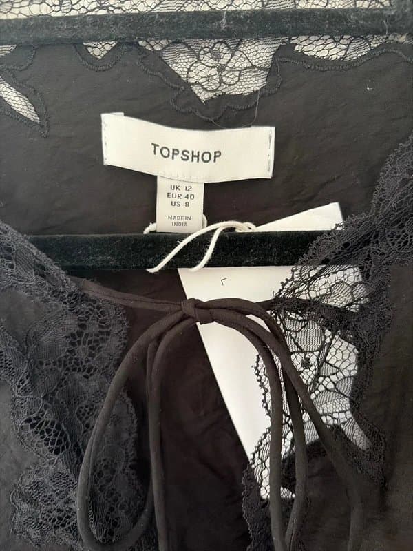 Topshop Topshop beautiful lace tie blouse 12