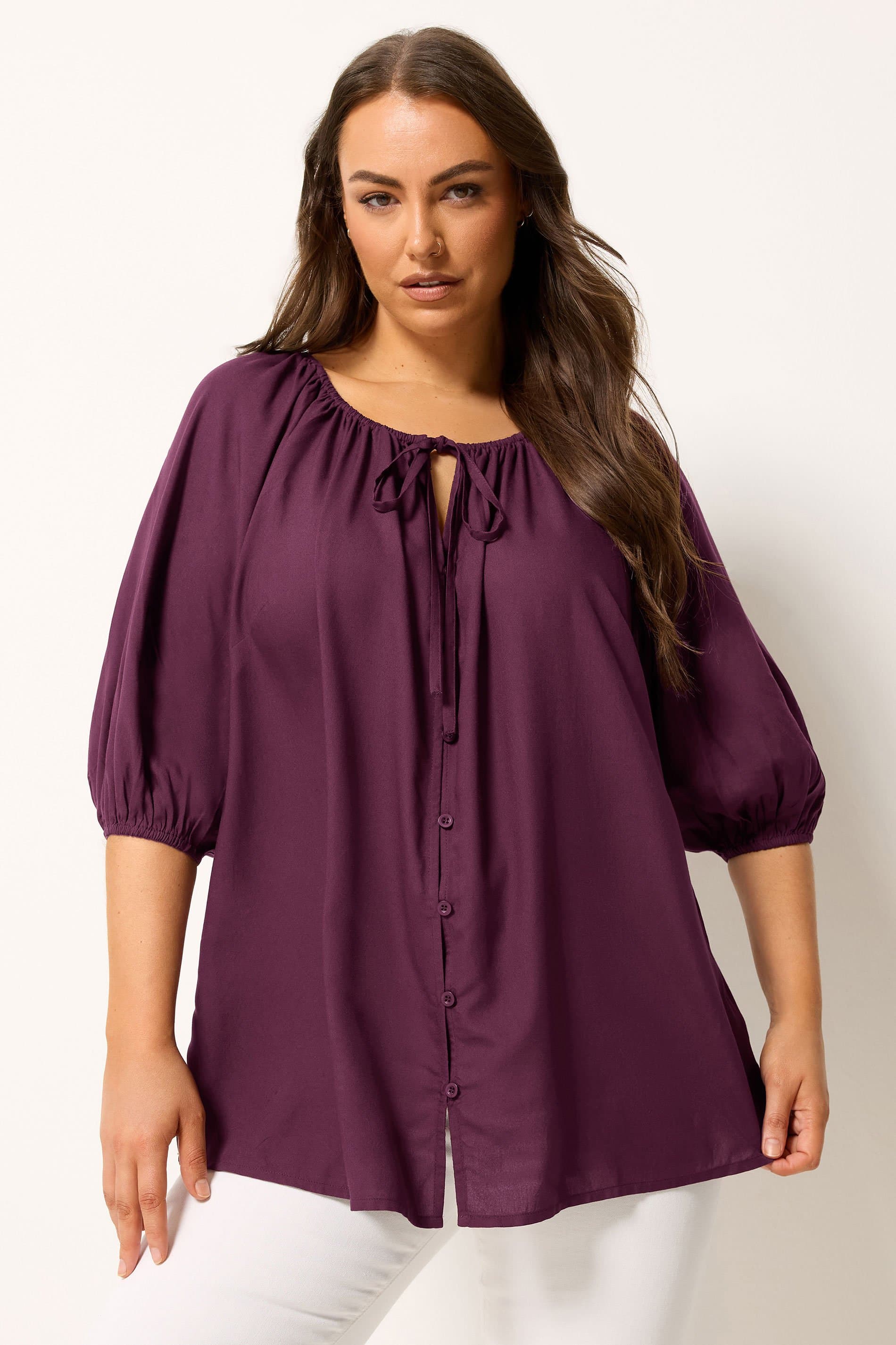 Yours Plus Size Purple Button Through Top