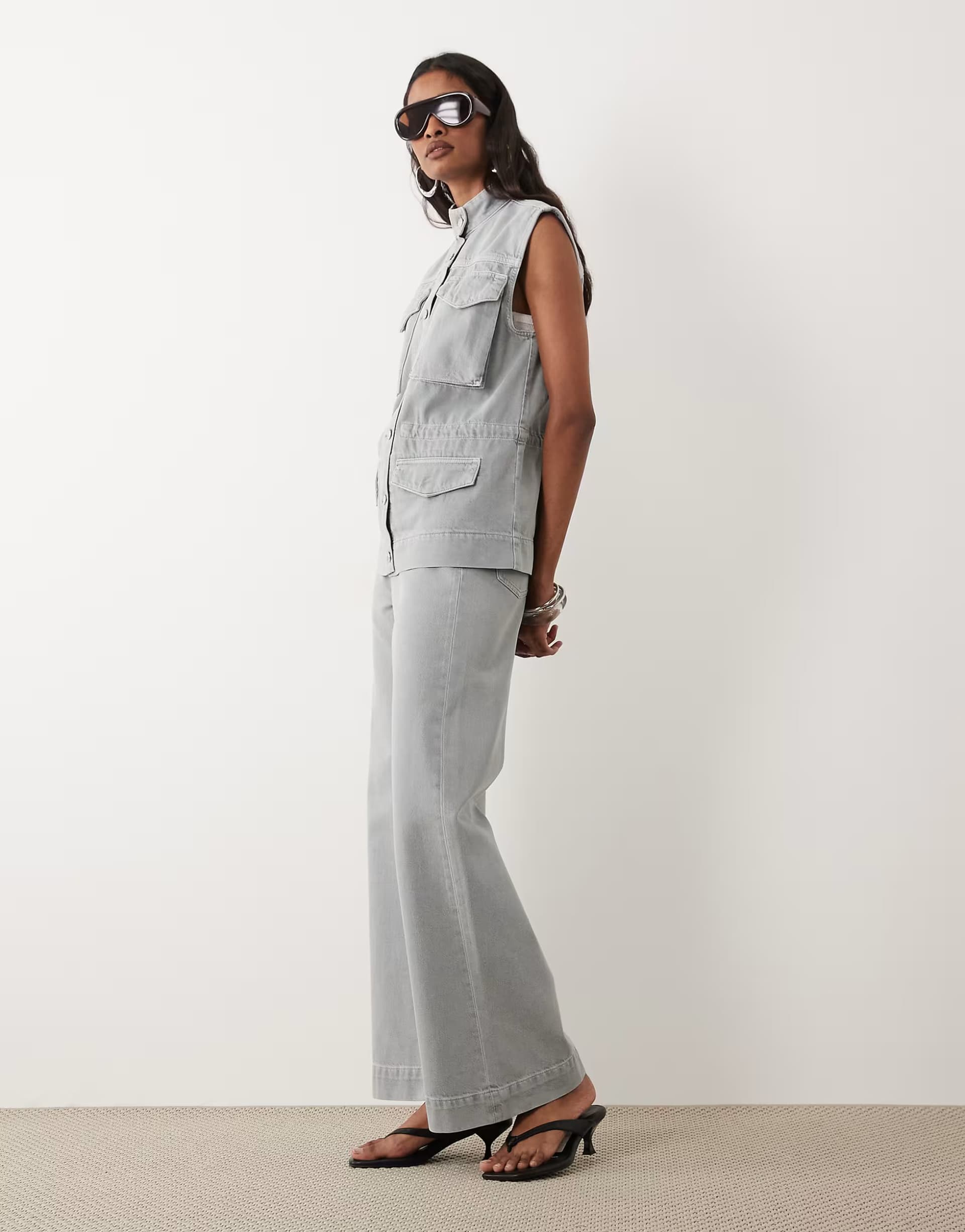 ASOS Calvin Klein Jeans denim utility vest and jeans co-ord in soft grey