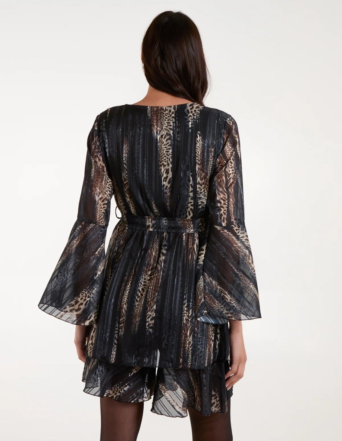 Blue Vanilla Metallic Wrap Over Dress - 4