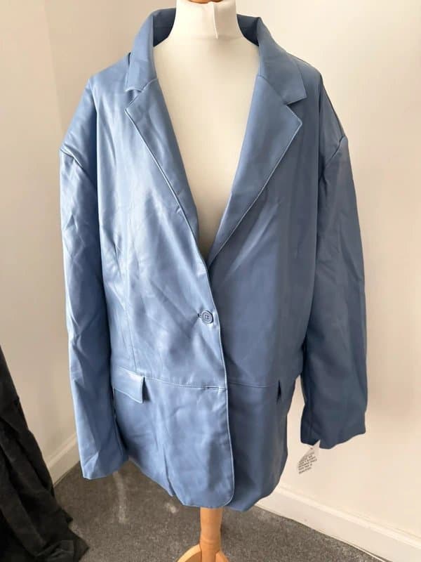 ASOS ASOS Blue Leather Look Blazer - Size 24