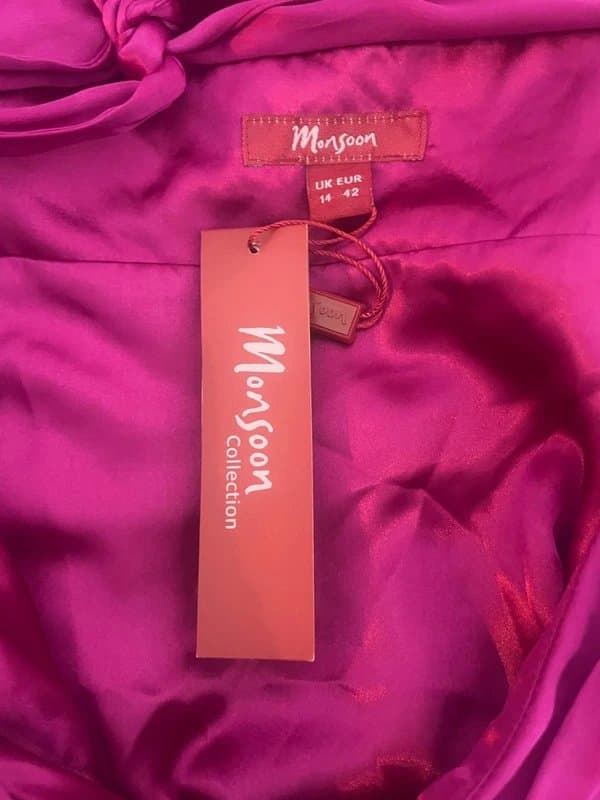 Monsoon Monsoon Silk Cocktail Dress Size 14 Purple Halterneck Womens NEW EU 44 RRP £85
