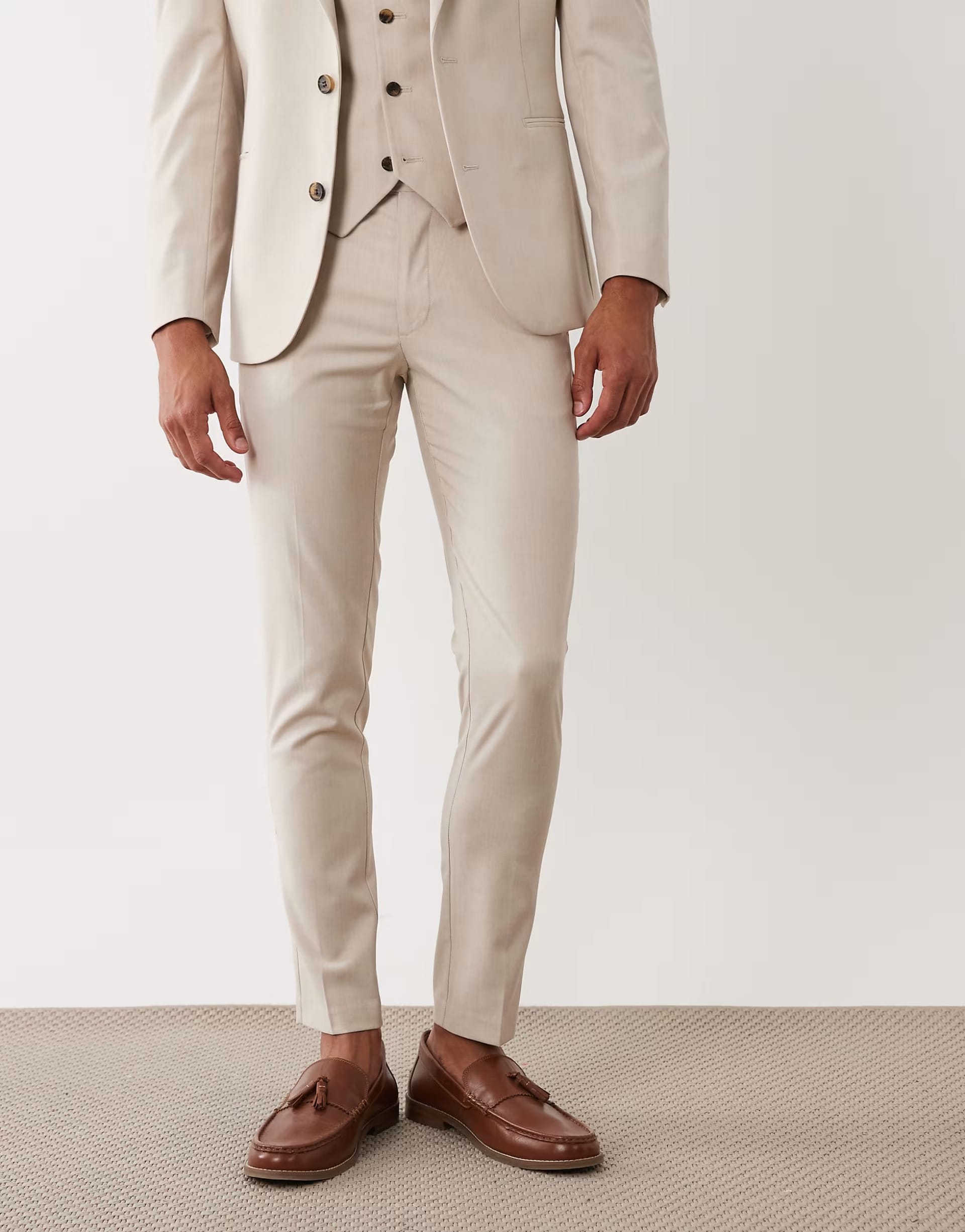 ASOS DESIGN Beige Skinny Suit Trousers