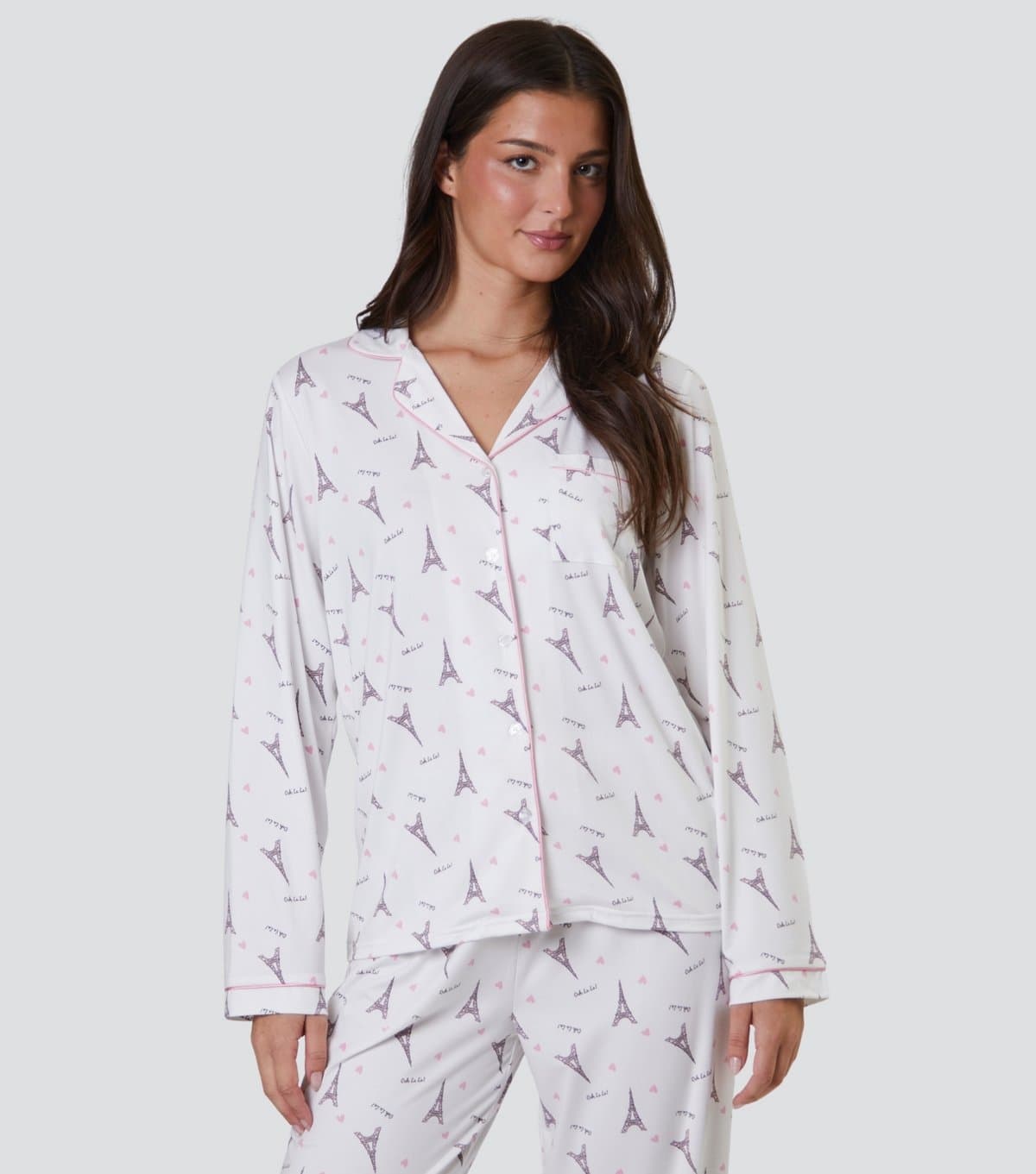 Loungeable Loungeable White Paris Print Pyjama Set