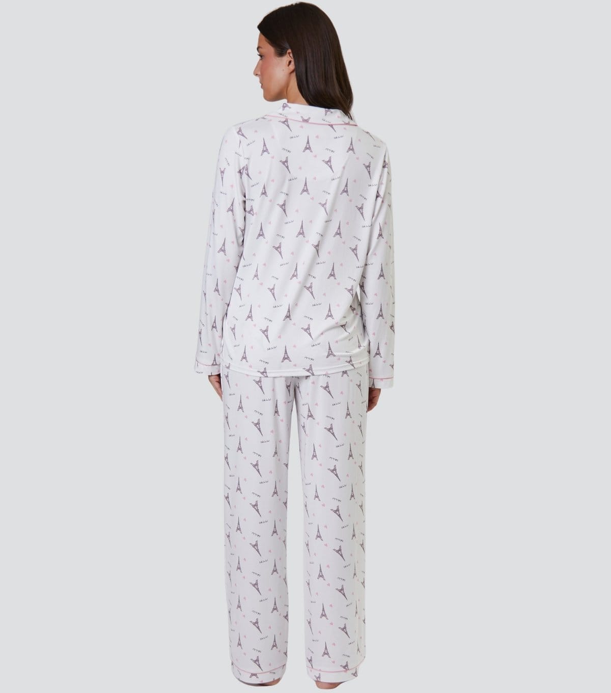 Loungeable Women's White Paris Ooh Lala Print Long Sleeve Top and Trousers Pyjama Set Loungeable New Look - 4