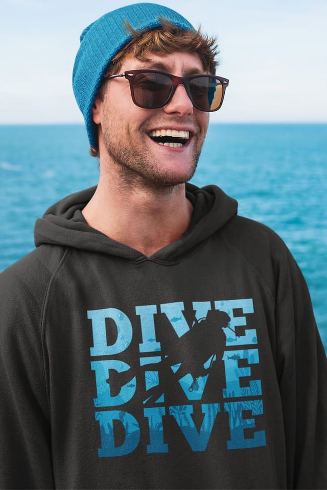 Bad Zebedee Bad Zebedee Men's Dive Dive Dive Scuba Hoodie in Grey - 2