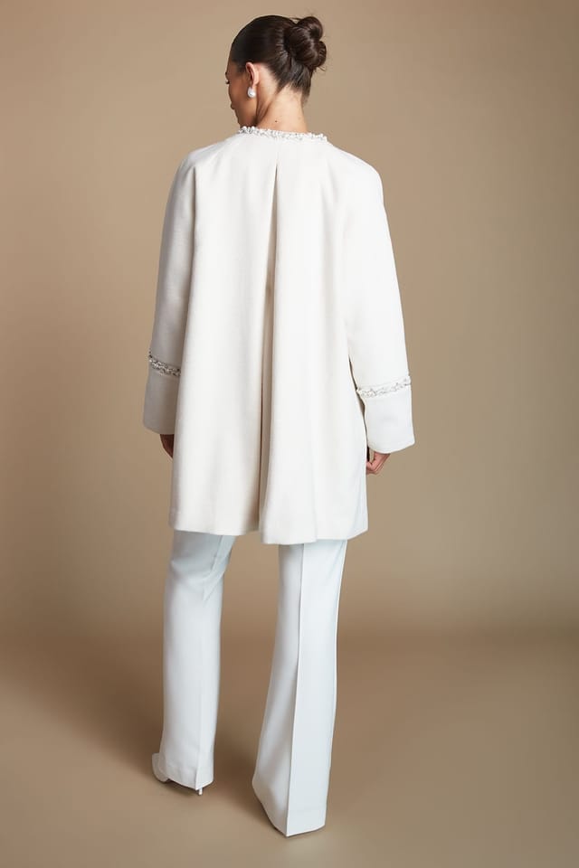 Coast Coast Women's Bridal Diamante Detail Midi Coat in Ivory - 3
