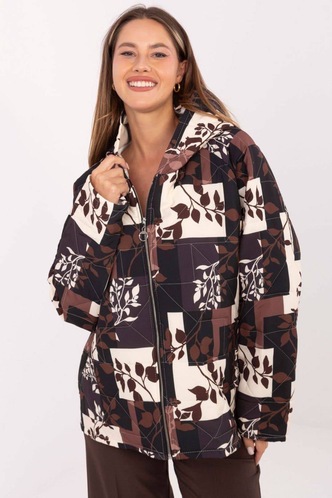 Love Lace Love Lace Women's Quilted Hooded Utility Jacket for Everyday in Brown