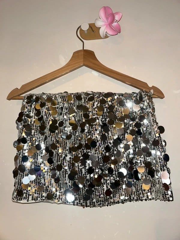 Bershka Silver Sequin Mini Skirt