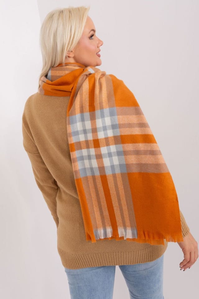 Love Lace Love Lace Women's Plaid Long Polyester Scarf for Fall Winter Warmth Wrap Style in Orange - 3
