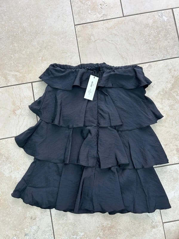 Never Fully Dressed Black Tiered Strapless Mini Dress