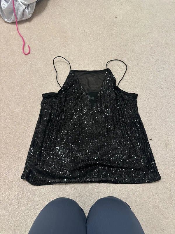 H&M Black sparkle sequin strappy too