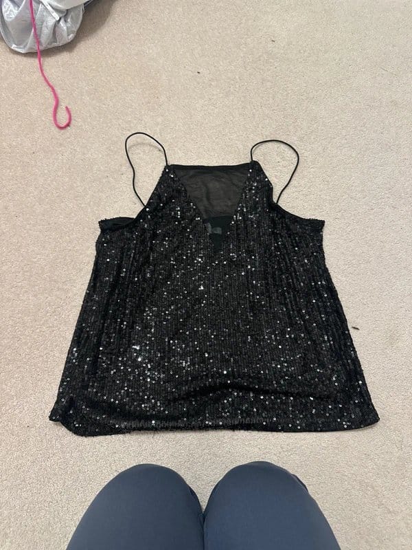 H&M Black sparkle sequin strappy too - 1