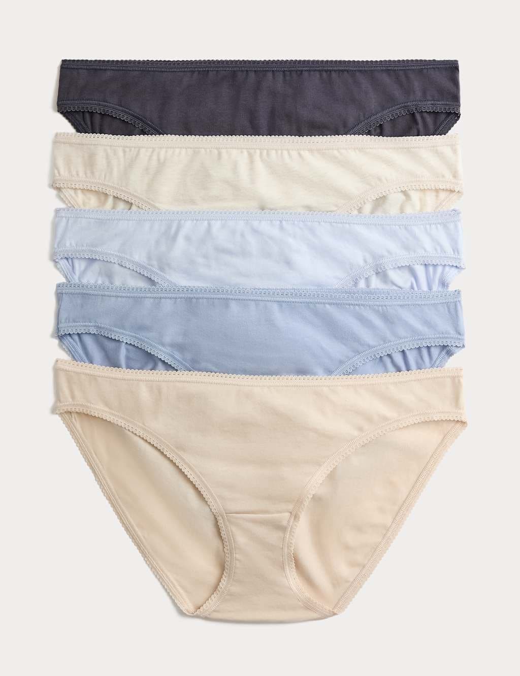 Marks & Spencer M&S 5pk Cotton Lycra® Bikini Knickers Blue Mix
