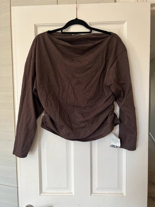 ASOS Design Ruched side long sleeve top