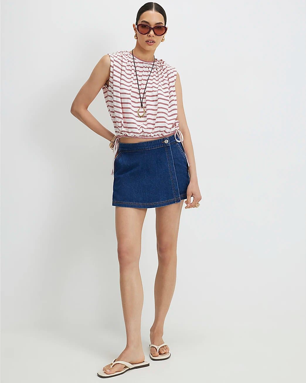 River Island River Island Womens Blue Denim Wrap Skort