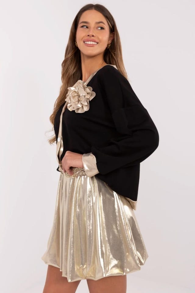 Love Lace Love Lace Women's Short High Waist Bombka Skirt With Stretch in Gold - 3