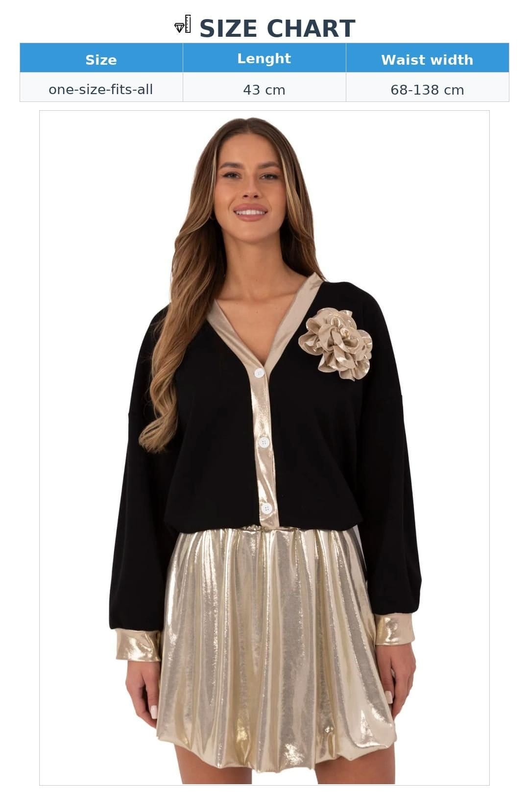 Love Lace Love Lace Women's Short High Waist Bombka Skirt With Stretch in Gold - 4