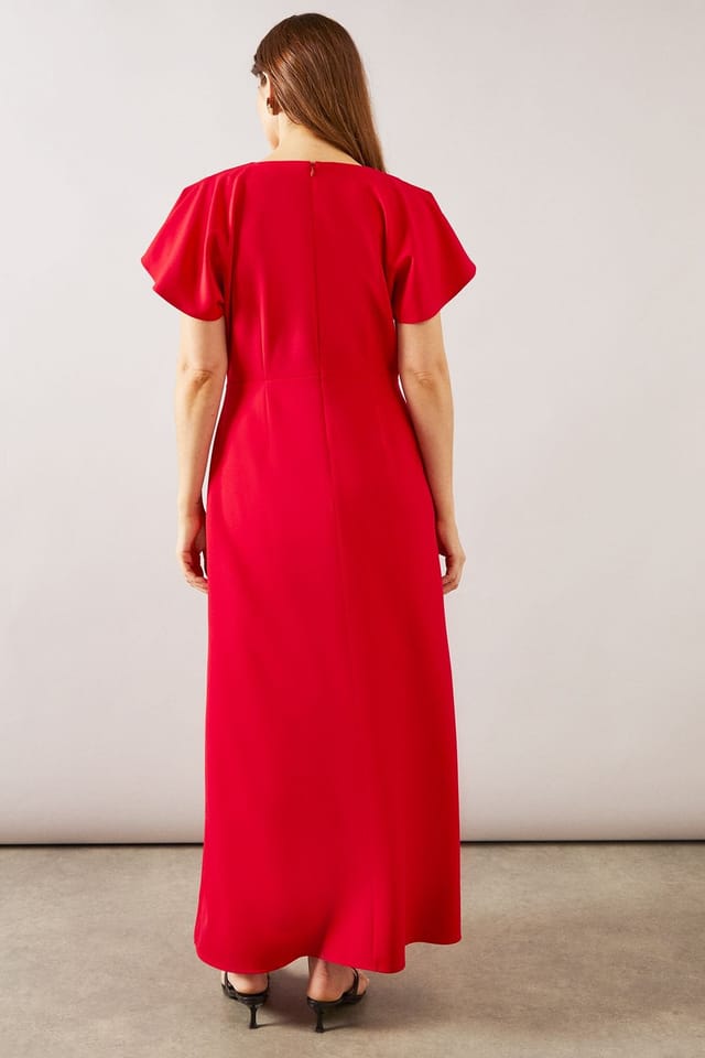 Wallis Wallis Women's Pleated Detail Midi Dress in Red - 3