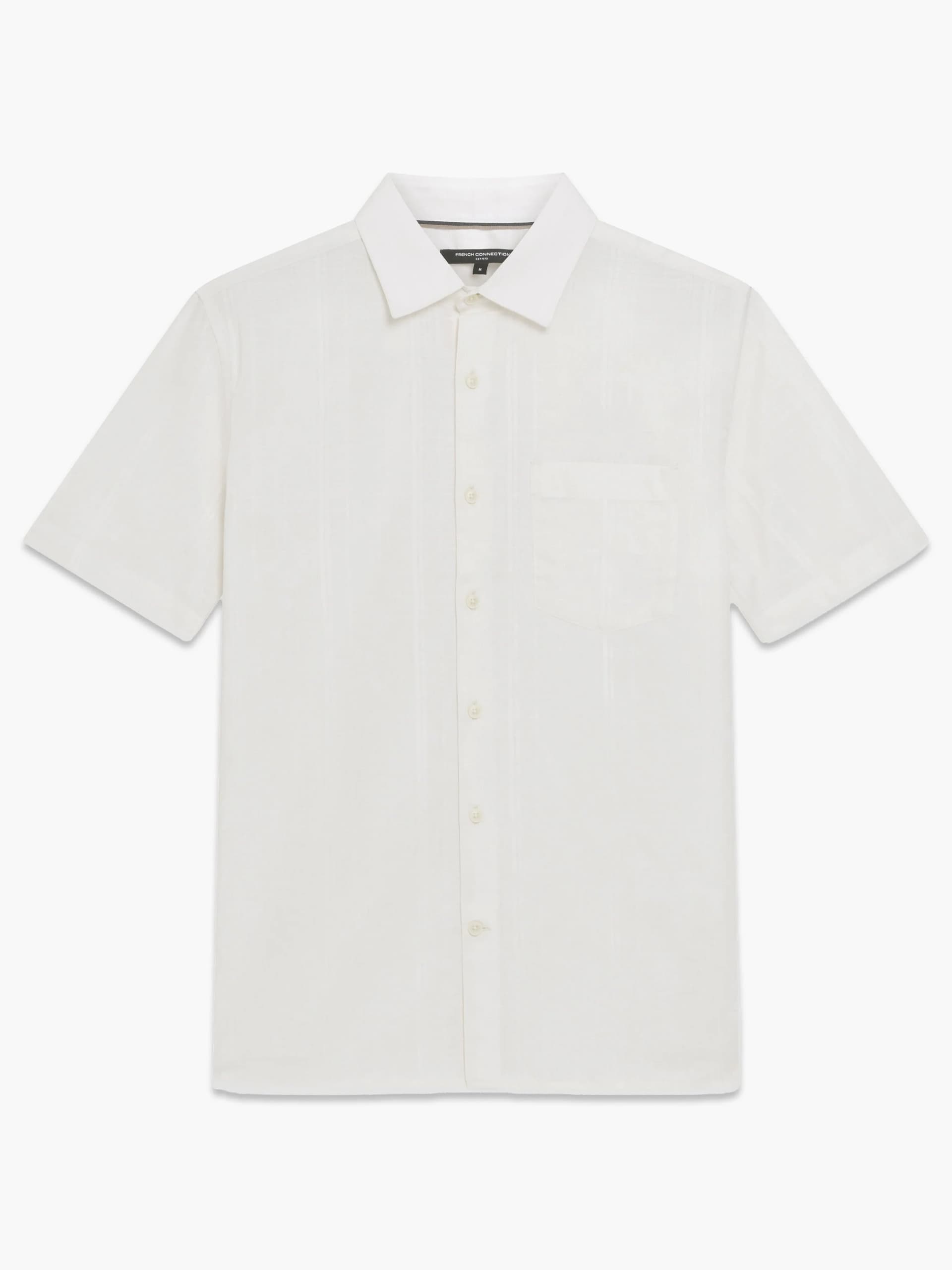 French Connection Short Sleeve Check Dobby Structure Shirt Cream White